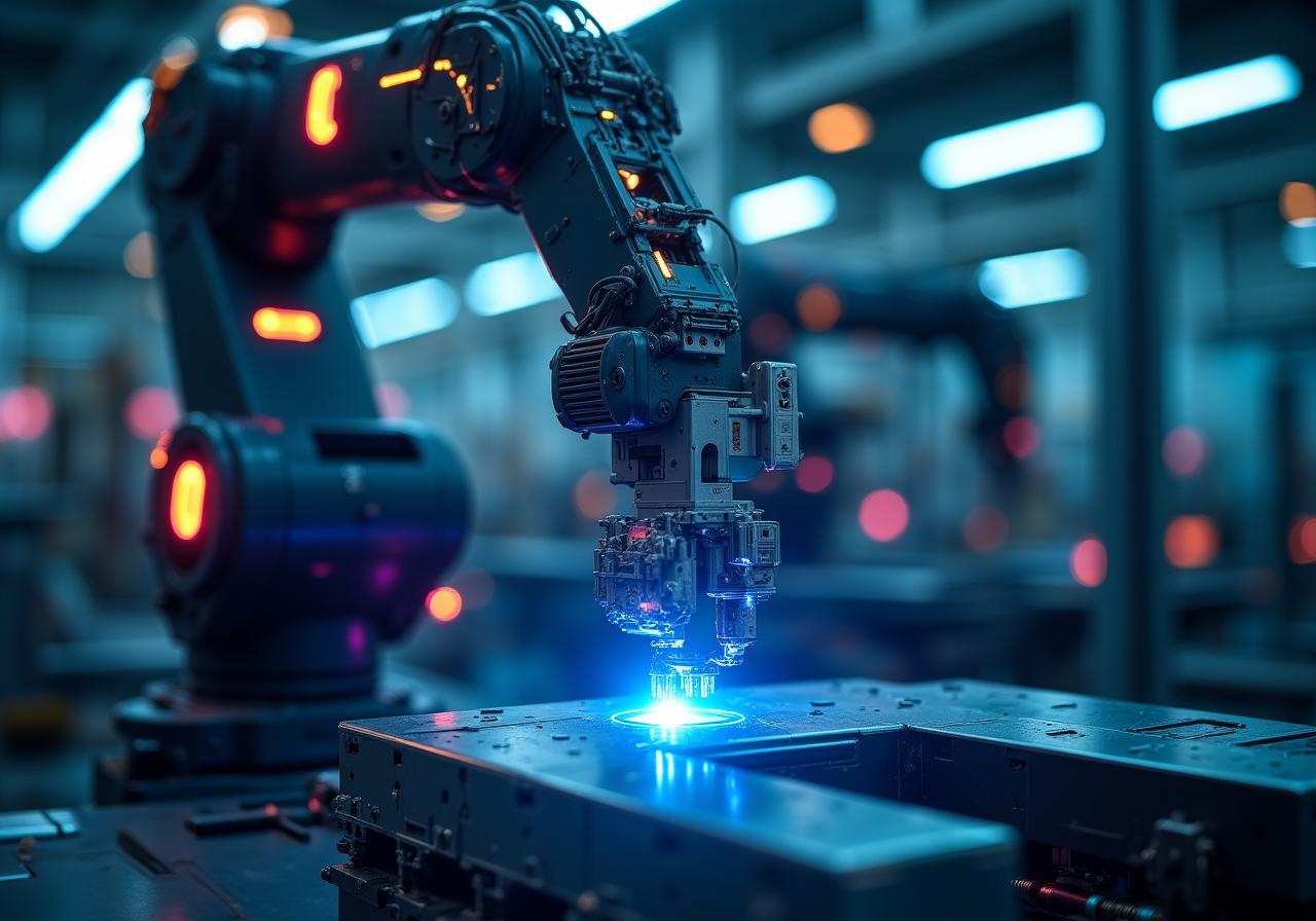 Zaawansowane ramię robotyczne w nowoczesnej fabryce